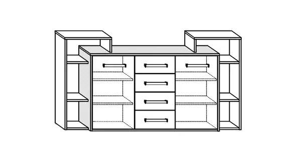 Komoda DORINDA 2D4S, craft bílý/craft zlatý