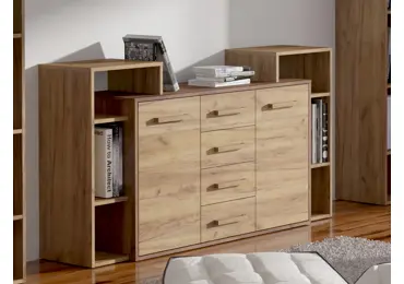 Komoda DORINDA 2D4S, craft tobaco/craft zlatý