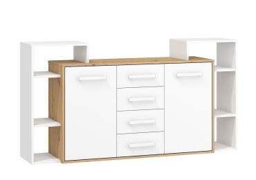 Komoda DORINDA 2D4S, dub artisan/bílá