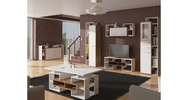 Komoda DORINDA 2D4S, dub burgundský/bílá, 5 let záruka