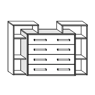 Komoda DORINDA 4S, craft bílý/craft zlatý