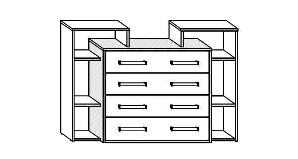 Komoda DORINDA 4S, craft bílý/craft zlatý