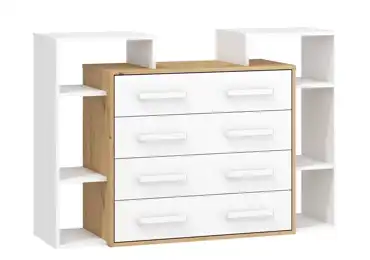 Komoda DORINDA 4S, dub artisan/bílá