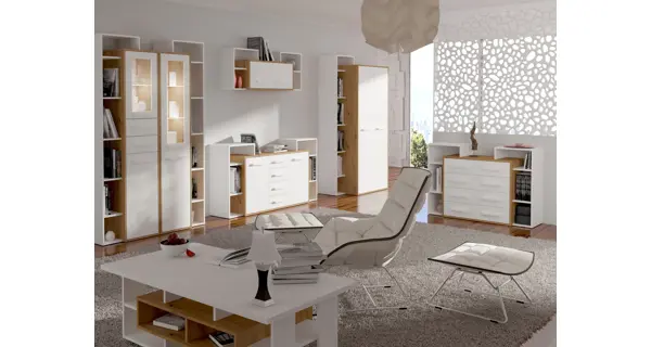 Komoda DORINDA 4S, dub artisan/bílá