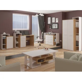 Komoda DORINDA 4S, dub artisan/bílá