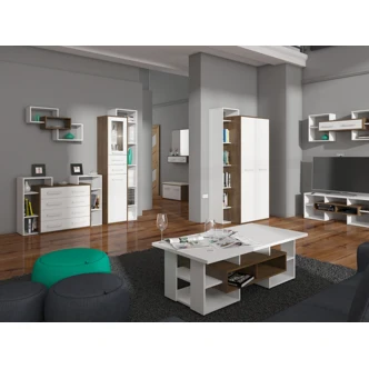 Komoda DORINDA 4S, dub burgundský/bílá, 5 let záruka