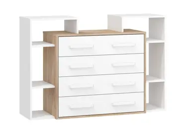 Komoda DORINDA 4S, dub sonoma/bílá