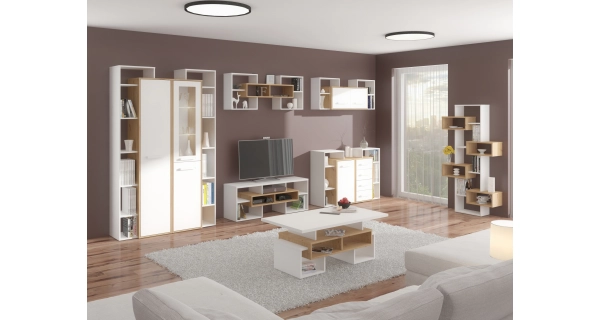 Komoda DORINDA 4S pravá, dub artisan/bílá, 5 let záruka