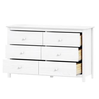 Komoda DWAYNE 6S, masiv borovice bílá