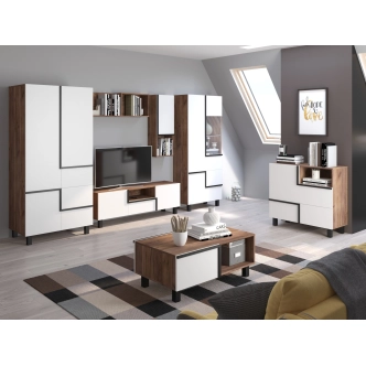 Komoda DZENGAL 1D2S, craft tobaco/bílá, 5 let záruka