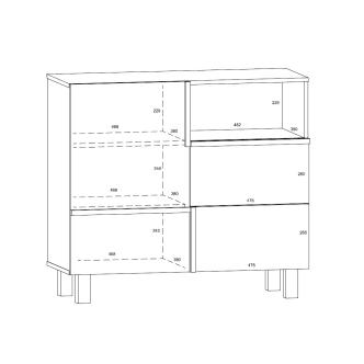 Komoda DZENGAL 1D2S, craft zlatý/bílá, 5 let záruka