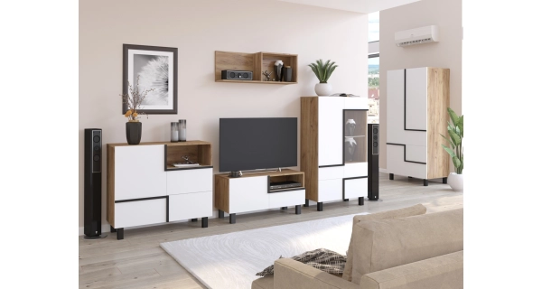 Komoda DZENGAL 1D2S, craft zlatý/bílá, 5 let záruka