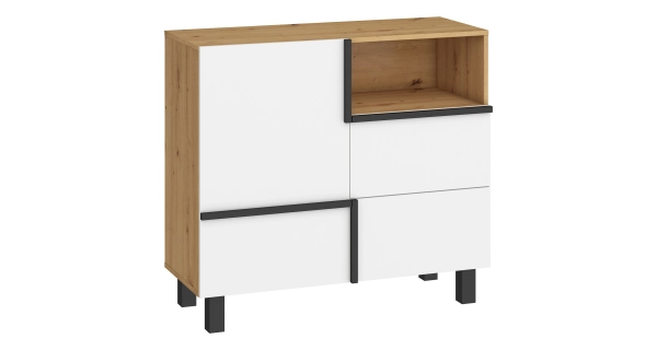 Komoda DZENGAL 1D2S, dub artisan/bílá, 5 let záruka