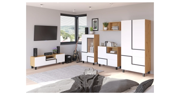 Komoda DZENGAL 1D2S, dub artisan/bílá, 5 let záruka