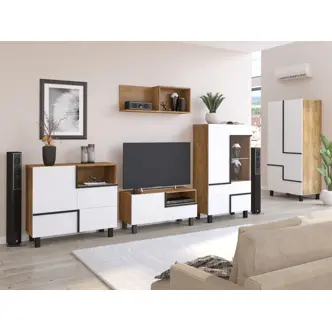 Komoda DZENGAL 1D2S, dub burgundský/bílá, 5 let záruka