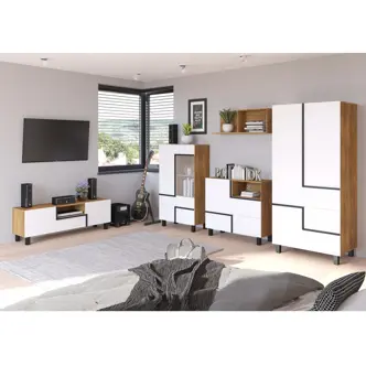 Komoda DZENGAL 1D2S, dub burgundský/bílá, 5 let záruka