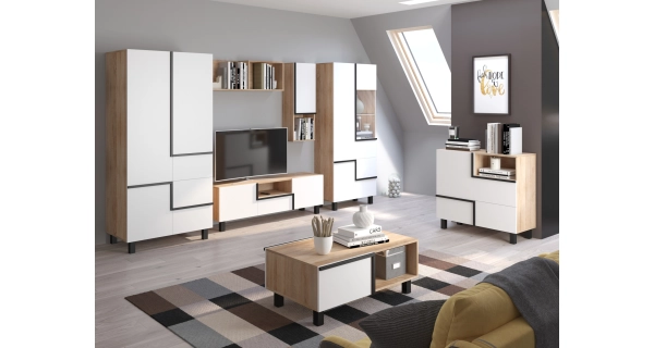 Komoda DZENGAL 1D2S, dub sonoma/bílá, 5 let záruka