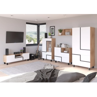 Komoda DZENGAL 1D2S, dub sonoma/bílá, 5 let záruka