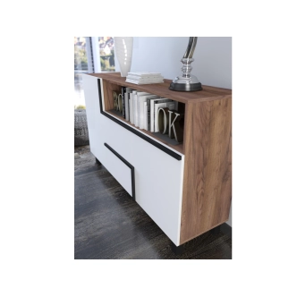 Komoda DZENGAL 2D2S, craft tobaco/bílá, 5 let záruka