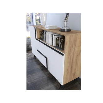 Komoda DZENGAL 2D2S, craft zlatý/bílá, 5 let záruka