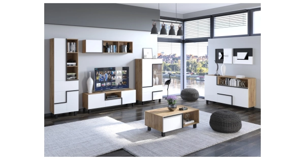 Komoda DZENGAL 2D2S, craft zlatý/bílá, 5 let záruka