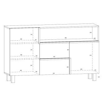 Komoda DZENGAL 2D2S, dub burgundský/bílá, 5 let záruka