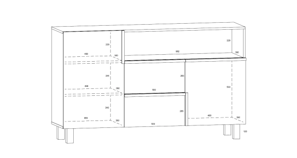 Komoda DZENGAL 2D2S, dub sonoma/bílá, 5 let záruka