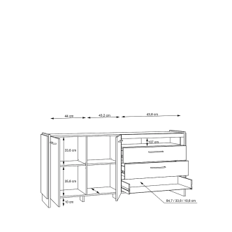 Komoda EVIA 2D3S, dub waterford/černá, 5 let záruka