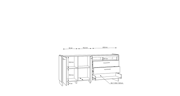 Komoda EVIA 2D3S, dub waterford/černá, 5 let záruka