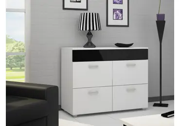 Komoda FARGONA, bílá/černý lesk