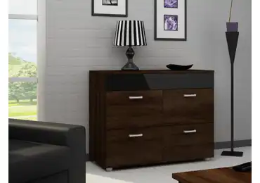 Komoda FARGONA, dub sonoma tmavý/černý lesk