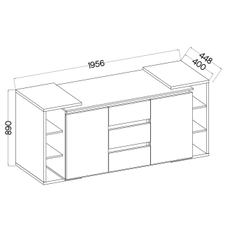 Komoda FEDOR 2F3S, antracit/světle šedá