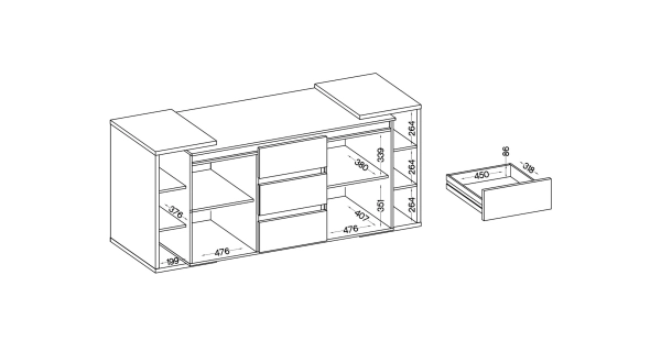 Komoda FEDOR 2F3S, antracit/světle šedá