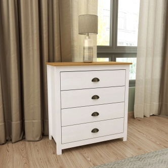 Komoda FEMI 4S, bílá/hnědá