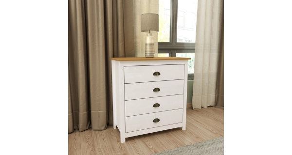 Komoda FEMI 4S, bílá/hnědá