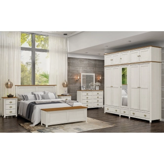 Komoda FEMI 8S, bílá/hnědá