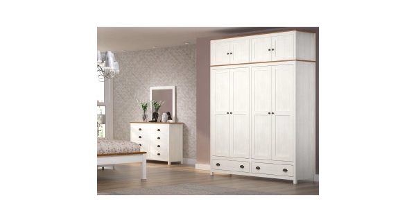 Komoda FEMI 8S, bílá/hnědá