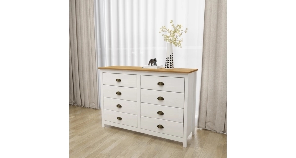 Komoda FEMI 8S, bílá/hnědá