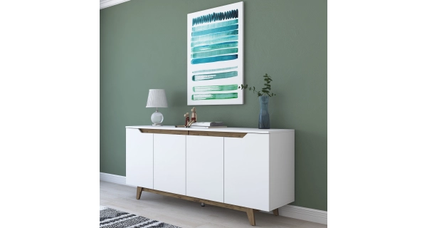 Komoda FILANOR, bílá/vlašský ořech