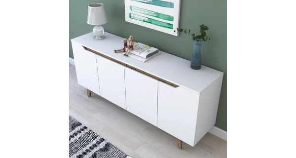 Komoda FILANOR, bílá/vlašský ořech