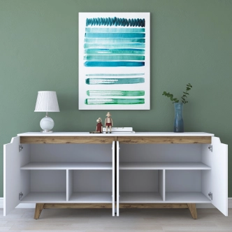 Komoda FILANOR, bílá/vlašský ořech