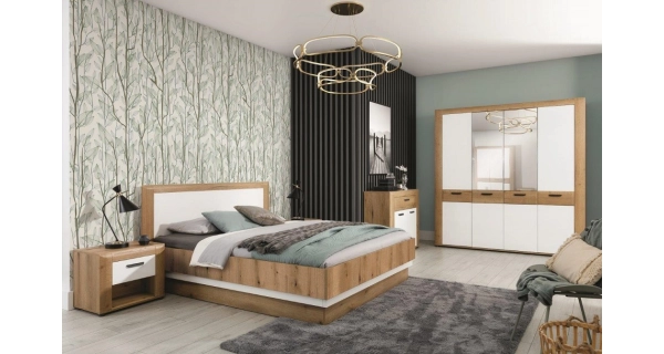 Komoda FILIPPOPOLI 2D1S, dub evoke/bílá alpský lesk