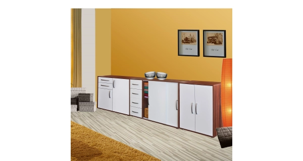 Komoda FLETCHER 2D2S, ořech/bílá