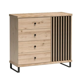 Komoda FRAGILIS 1D4S, dub artisan/černá