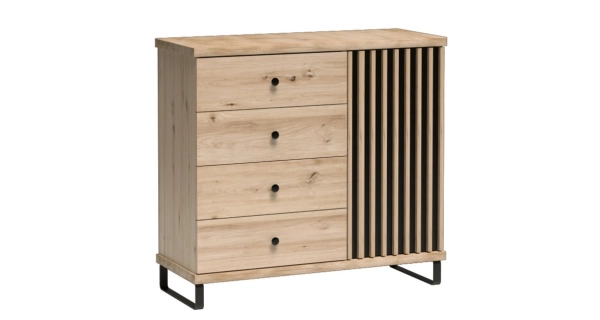 Komoda FRAGILIS 1D4S, dub artisan/černá