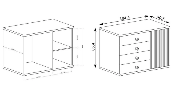 Komoda FRAGILIS 1D4S, dub artisan/černá
