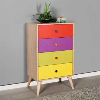 Komoda FRUIT, dub sonoma/vícebarevná - II. jakost, POUZE OSOBNÍ ODBĚR