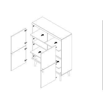 Komoda FURY 4D, dub riviera/bílá