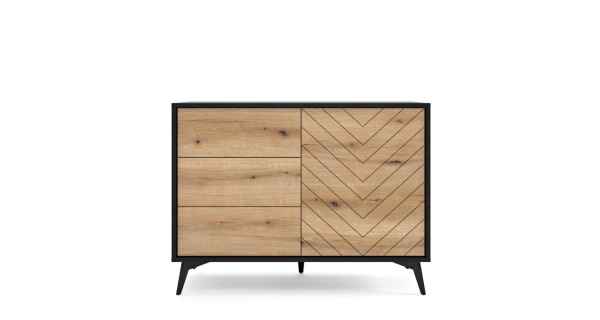 Komoda GASEOP 1D3S, černá/dub evoke