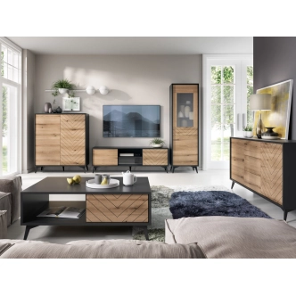 Komoda GASEOP 2D, černá/dub evoke